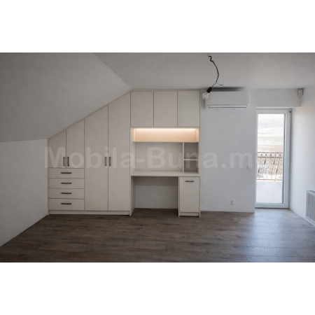 Шкаф для мансарды с встроенным столом A-102